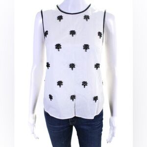 J Crew Women's Rhinestone Embellished Sleeveless Blouse White Size 12